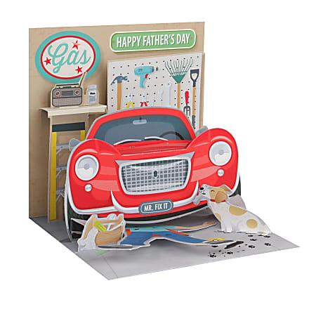 Up With Paper Father's Day Pop-Up Greeting Card With Envelope, 5-1/4" x 5-1/4", Dad's Garage