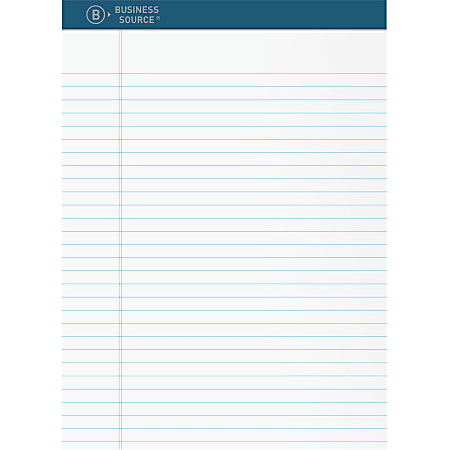 Business Source Premium Writing Pad - 2.50" x 8.5" x 11.8" - White Paper - Tear Proof, Sturdy Back, Bleed-free - 1 Dozen