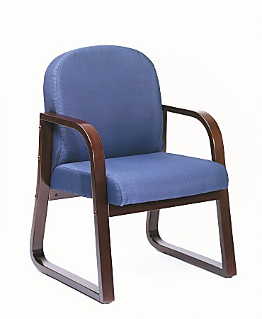 Boss Reception Room Chair, Mahogany/Blue