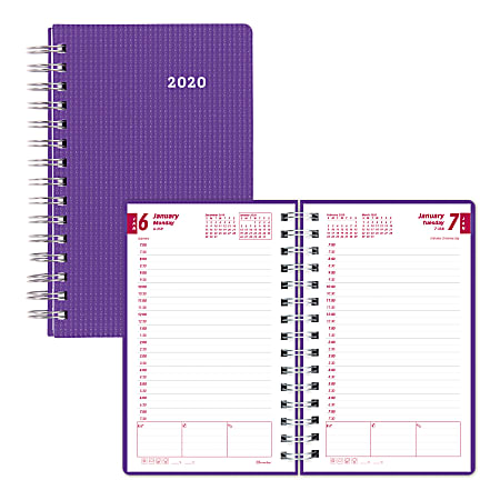 Brownline® Daily Planner, 8" x 5", Purple, January 2020 to December 2020
