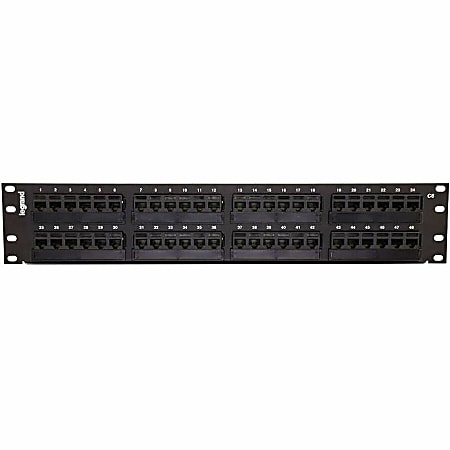 Legrand 48 Port Cat6 110 Type Patch Panel  High Density 2RU 19in. Panel  Patch panel  CAT 6  black  2U  19"  48 ports
