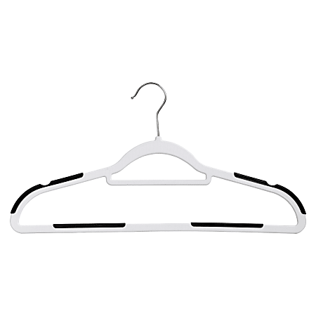 Honey-Can-Do Rubber Grip No-Slip Plastic Hangers, 9-1/2" x 17-3/4", White/Black, Pack Of 50 Hangers