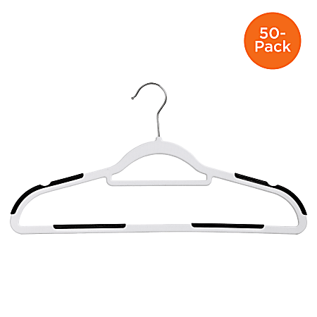 HONEY-CAN-DO Rubber Grip No-Slip Plastic Hangers - Pack of 50