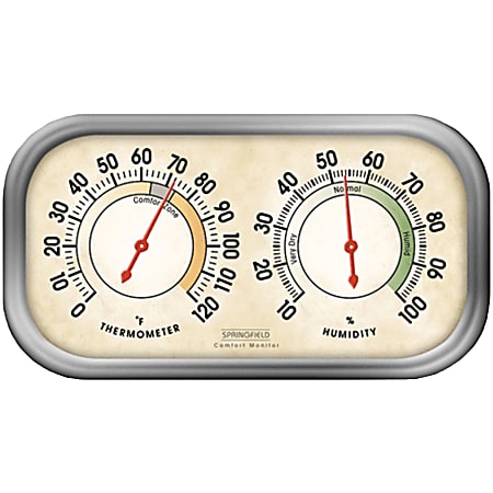 Springfield Colortrack Hygrometer Thermometer HygrometerThermometer Temperature  Humidity Gray - Office Depot