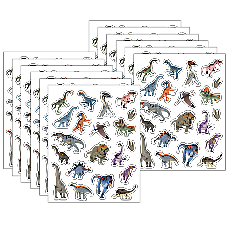 Teacher Created Resources Stickers, 2-1/2” x 1/2", Dinosaurs, 120 Stickers Per Pack, Bundle Of 12 Packs
