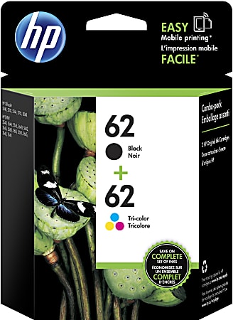 HP 62 Black And Tri-Color Ink Cartridges, Pack Of 2, N9H64FN