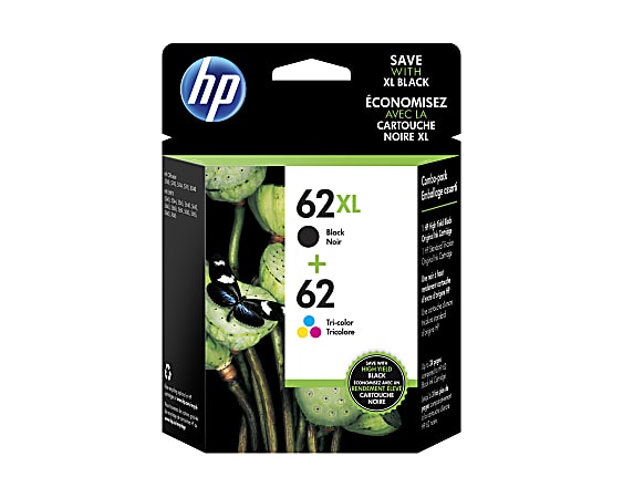 HP 62XL62 High Yield Black And Tri Color Ink Cartridges Pack Of 2