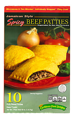 Caribbean Food Delights Jamaican-Style Spicy Beef Empanadas, Box Of 10 Empanadas