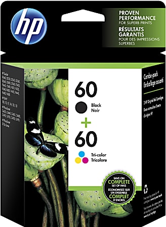 HP 60 Black And Tri-Color Ink Cartridges, Pack