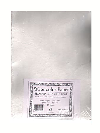 Shizen Design Student-Grade Watercolor Paper, 12" x 18", 100% Recycled, White, Pack Of 25