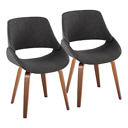 LumiSource Fabrico Fabric Accent Chairs, Charcoal/Walnut, Set Of 2 Chairs