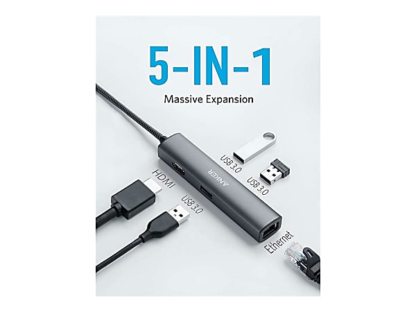 【未開封】Anker PowerExpand 5-in-1 Mini Dock Anker PowerExpand 5 in 1 Docking station USB C HDMI 1GbE - Office