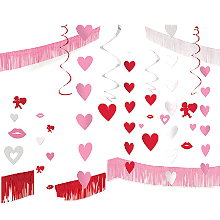 Amscan Valentine's Day Decorating Kit, Hearts, Red And Pink