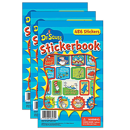 Eureka Sticker Books Dr. Seuss 486 Stickers Per Book Pack Of 3