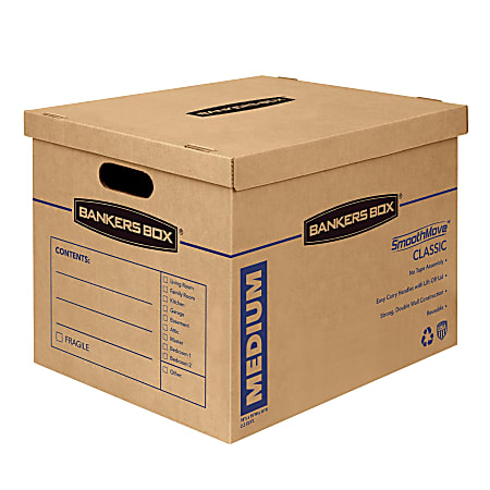 Bankers Box® SmoothMove™ Classic Moving & Boxes With Lift-Off Lids, 14" x 15" x 18", Kraft, Case Of 8