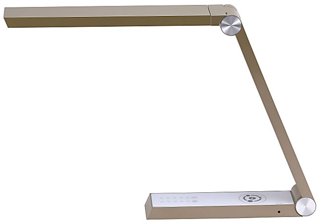 Bostitch® Wireless Charging Triangle Adjustable LED Desk Lamp, 25-5/16"H, Gold Shade/Gold & White Base