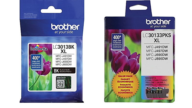Brother® LC3013 Black; Cyan; Magenta; Yellow High-Yield Ink Cartridges, Pack Of 4, LC3013SET-OD