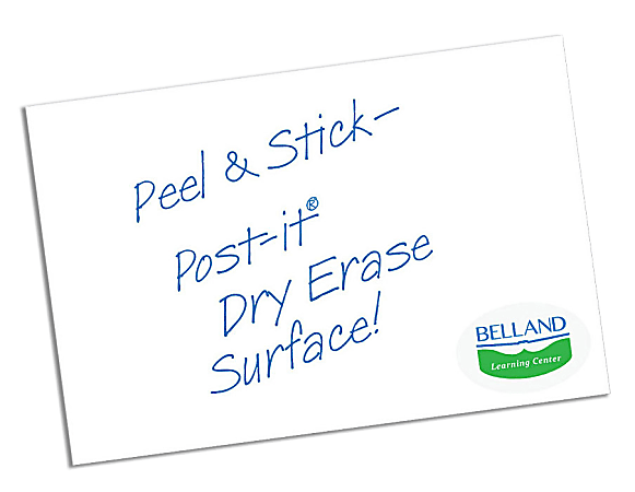 Custom Full-Color Post-It® Peel & Stick Dry-Erase Adhesive Surface, 12" x 8", White