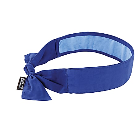 Ergodyne Chill-Its 6700CT Evaporative Cooling Tie Bandanas With Cooling Towel, Blue, Pack Of 6 Bandanas