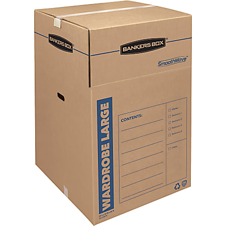 Bankers Box® SmoothMove™ Wardrobe Boxes, 40 1/4" x 24 3/8" x 24 3/8", Kraft, Case Of 3