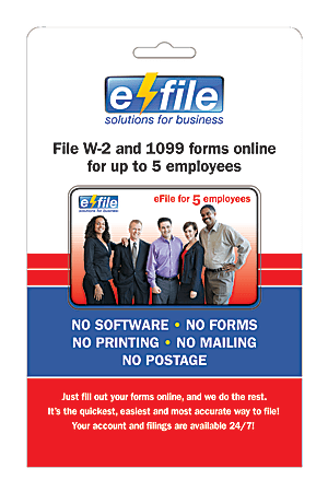 eFile W-2 And 1099 Online Form Card, 2014, 5 Employees