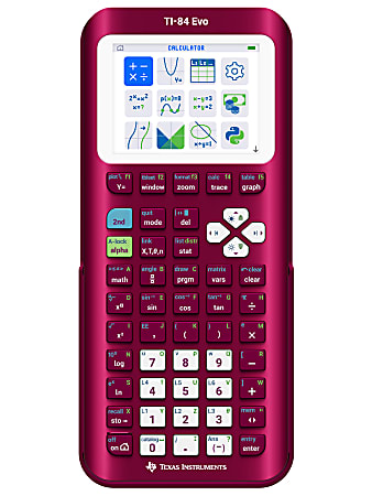 Texas Instruments TI-84 Evo Graphing Calculator, Raspberry Metallic, Total Qty 1