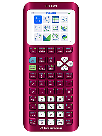 Texas Instruments TI 84 Evo Graphing Calculator Raspberry Metallic ...