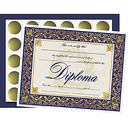 Flipside Diploma/Graduation All-in-1 Set - 8.50" x 11" - Blue, Gold - Paper