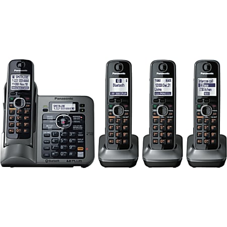 Panasonic Link2Cell KX-TG7644M Cordless Phone - 1.90 GHz - DECT 6.0 - Metallic Gray