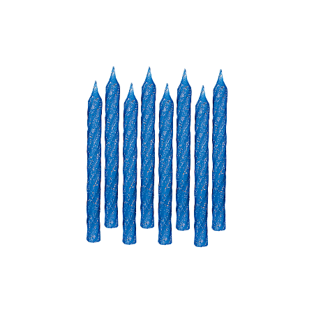 Amscan Glitter Spiral Birthday Candles, 3-1/4", Blue, 24 Candles Per Pack, Set Of 8 Packs