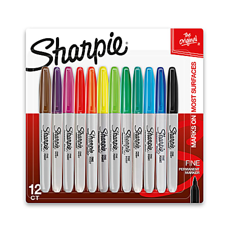 Sharpie Permanent Ultra Fine Point Markers Assorted Colors Pack Of 12  Markers - Office Depot