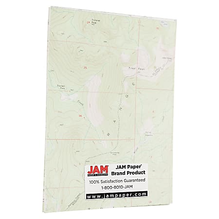 JAM Paper® Map Design Multi-Use Paper, 28 Lb, 8 1/2" x 11", Pack Of 50 Sheets