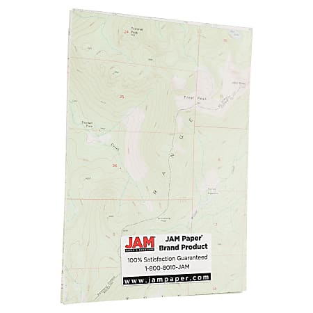 JAM Paper® Printer Paper, Letter Size (8 1/2" x 11"), 28 Lb, Map Design, Ream Of 50 Sheets