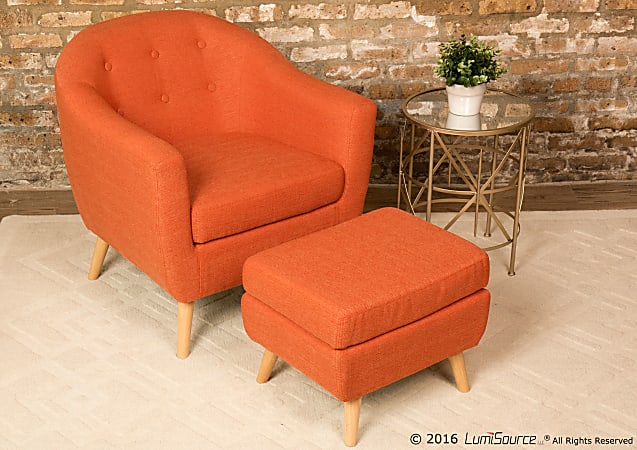 LumiSource Rockwell Accent Chair And Ottoman Set NaturalOrange
