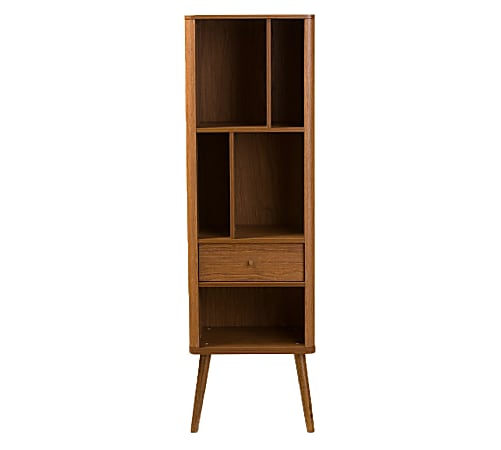 Baxton Studio Bretton 5-Shelf Bookcase, Walnut Brown