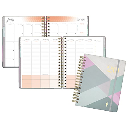 AT-A-GLANCE® inkWELL Press® Classic liveWELL Weekly/Monthly Planner™, 7" x 9", Multicolor Chevron, July 2018 to June 2019