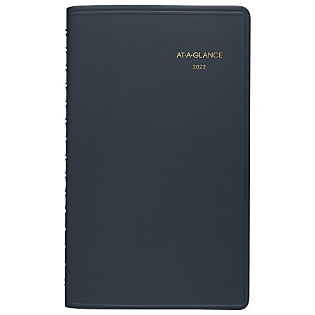 AT-A-GLANCE® Weekly/Monthly Appointment Planner, 5” x 8”, Navy, January To December 2022, 7007520