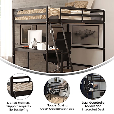 Loft bed frame with desk sales