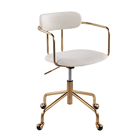LumiSource Demi Mid-Back Office Chair, Gold/Cream