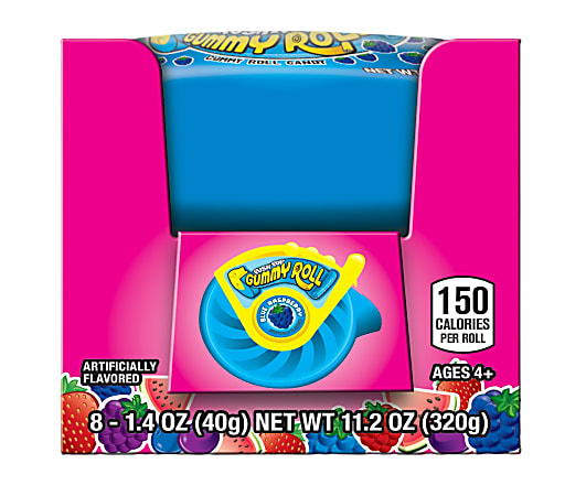 Bazooka Push Pop Gummy Rolls, 1.4 Oz, Box Of 8 Rolls