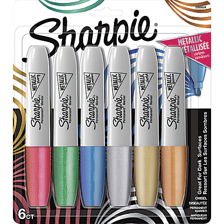 Sharpie Metallic Ink Permanent Markers, Chisel Point, Assorted