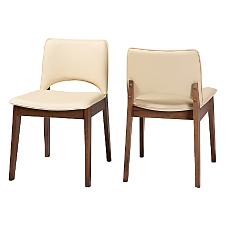 Baxton Studio Afton Dining Chairs, Beige/Walnut Brown, Set