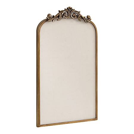 Kate and Laurel Arendahl Non-Magnetic Arch Framed Pinboard, 19” x 31”, Beige, Gold Metal Frame