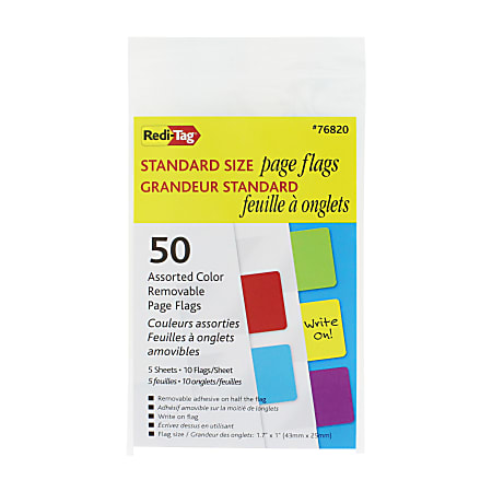 Redi-Tag® Standard Page Flags, Assorted Colors, Pack Of 50
