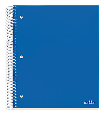 Office Depot® Brand Stellar Poly Notebook, 8" x 10-1/2", 5 Subject, Wide Ruled, 200 Sheets, Blue