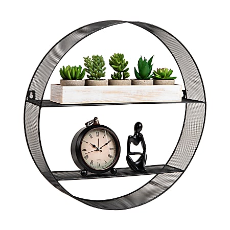 Mind Reader Circular Floating Shelf, 18”H x 4”W x 18”D, Black