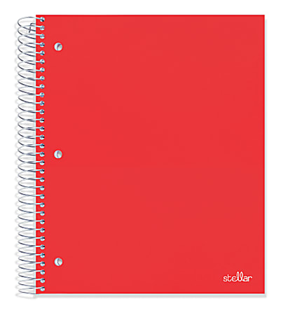 Office Depot® Brand Stellar Poly Notebook, 8" x 10-1/2, 5 Subject, Wide Ruled, 200 Sheets, Red