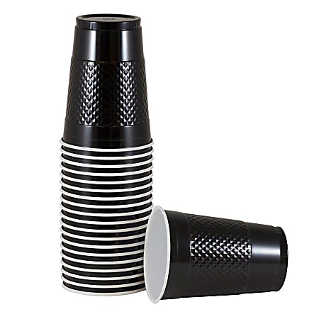 JAM PAPER Plastic Party Cups, 16 oz, Black, 20 Glasses/Pack