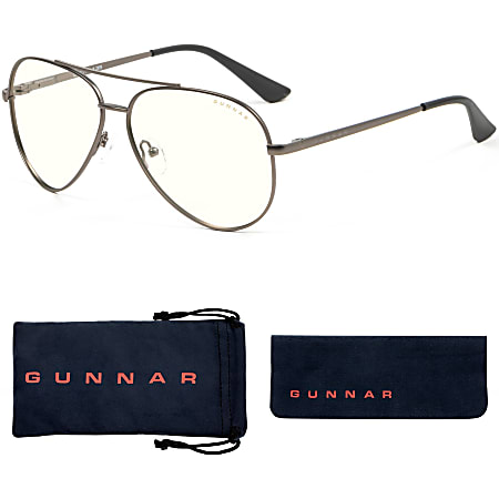 GUNNAR Gaming & Computer Glasses - Maverick, Gunmetal, Clear Tint - Gunmetal Frame/Clear Lens
