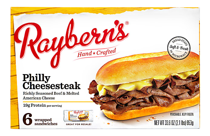Raybern's New York Deli-Style Philly Cheesesteaks, 33.6 Oz, Box Of 6 Sandwiches